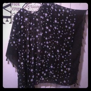LAYNE BRYANT Sheer black with stars floor duster